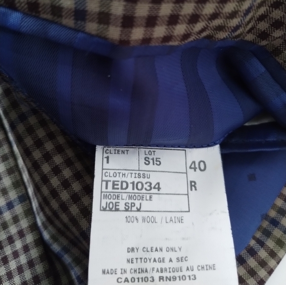 Ted Baker No Ordinary Joe Blazer Mens Size 40R Brown Checks Lined Wool Office - Picture 5 of 13